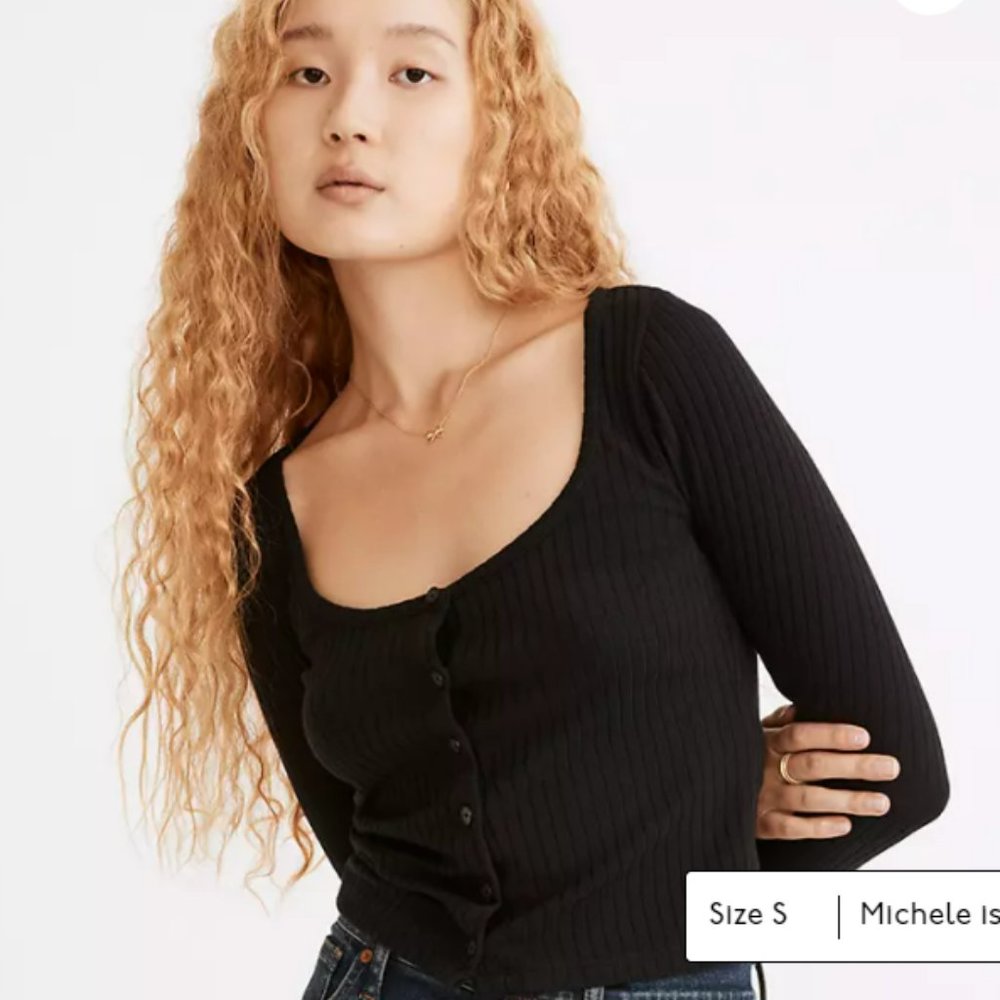 Ribbed Cardigan Crop Tee